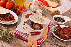 Tigella bread with sun-dried tomatoes.