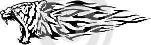 Tiger Abstract Flame, Lunging Predator Animal