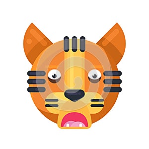 Tiger afraid expression face funny emoji vector