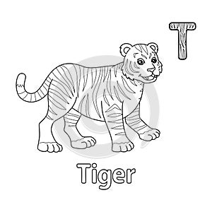 Tiger Alphabet ABC Coloring Page T