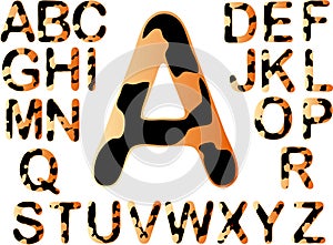 Tiger Alphabet with black Splats - All seperatley grouped letters