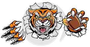 Tiger American Football Ball Breaking Background