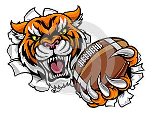 Tiger American Football Ball Breaking Background