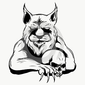 Tiger anger. Vector illustration of a tiger head.