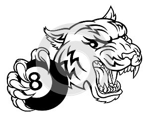 Tiger Angry Pool 8 Ball Billiards Mascot Cartoon