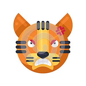 Tiger angry reaction expresion facial emoji vector photo