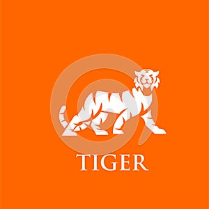 Tiger animal logo icon designs vector illustration with orange yellow color photo