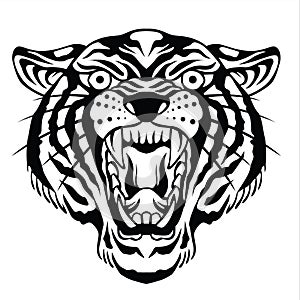 Tiger Animal Tiger Old Scholl tattoo Vintgae vector illustration 02