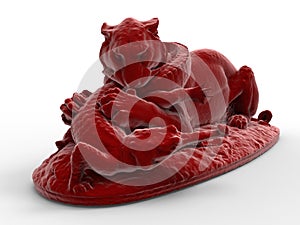 Tiger attacking alligator statue