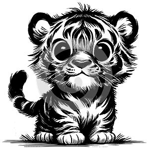 Tiger Baby Linocut