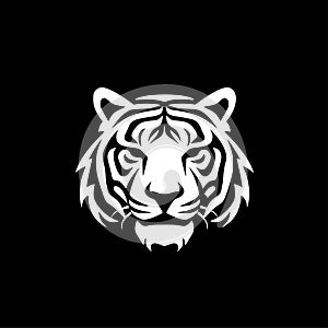 Tiger - black and white vector illustration