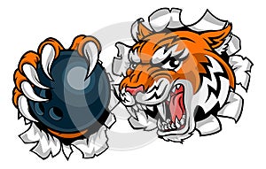 Tiger Bowling Player Animal Sports Mascot