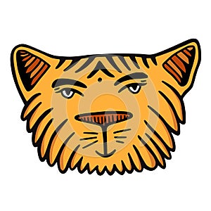 Tiger cartoon illustration for label or chinese new year stickers