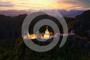 Tiger cave temple at dusk in Thailand