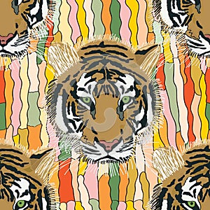 Tiger cool seamless pattern