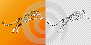 Tiger on cut transparent background Happy new year 2022 design vector illustration Tigers logotype
