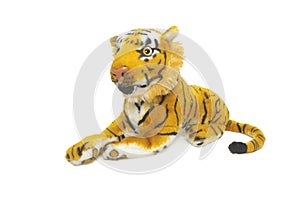 Tiger doll isolated on white background. Bengal tiger doll isolated