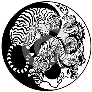 Tiger and dragon yin yang symbol