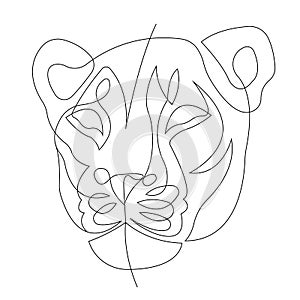 Tiger drawn in one line in the style of minimalism. The design is suitable for tattoos, minimalism, decor, paintings