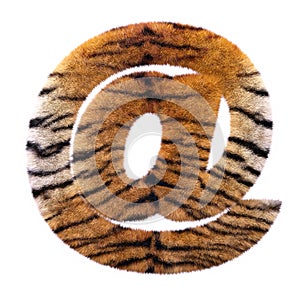 Tiger email sign - 3d at sign Feline fur symbol - Suitable for Safari, Wildlife or big felines related subjects
