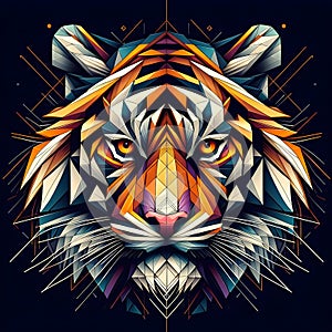 Tiger face in geometric and dynamic style.