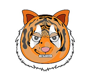 Tiger face kawaii vector illustration