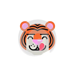 Tiger Face Savoring Food flat icon