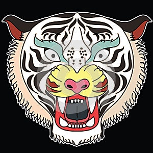 Tiger face tattoo for sticker.