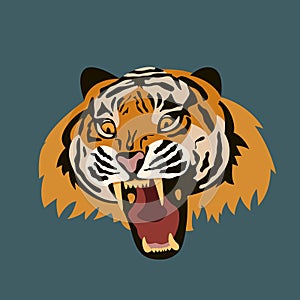 Tiger face vector illustration flat style front