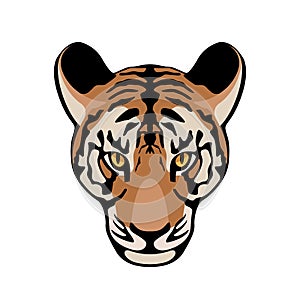 Tiger face vector illustration style Flat