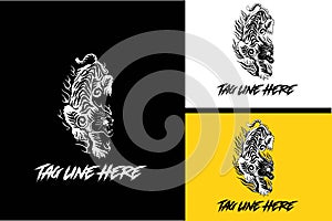 tiger flames vector illustration design black and white