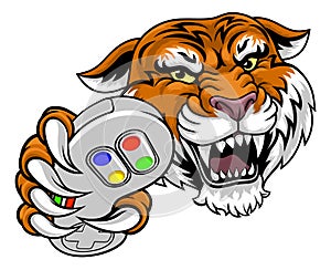 Tiger Gamer Video Game Animal Sports Team Mascot