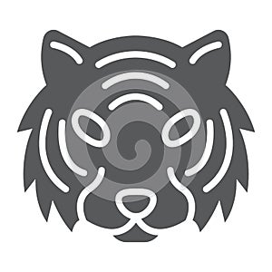 Tiger glyph icon, animal and zoo, cat sign