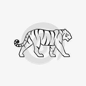 Tiger going line logo sign emblem pictoram vector illustration