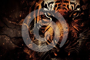 Tiger Grunge wallpaper background, Generative Ai