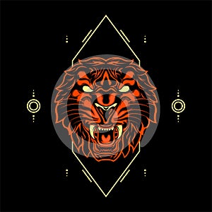 tiger head illustration in geometric style