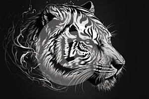 Tiger head logo. Chinese New Year zodiac, year of the Tigere. Generative AI illustration.