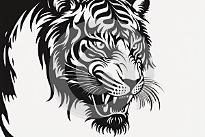 Tiger head logo. Chinese New Year zodiac, year of the Tigere. Generative AI illustration.