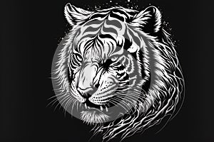 Tiger head logo. Chinese New Year zodiac, year of the Tigere. Generative AI illustration.