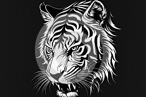 Tiger head logo. Chinese New Year zodiac, year of the Tigere. Generative AI illustration.