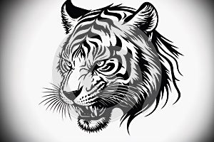 Tiger head logo. Chinese New Year zodiac, year of the Tigere. Generative AI illustration.