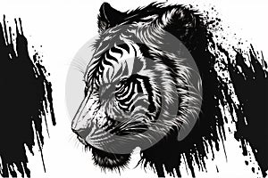 Tiger head logo. Chinese New Year zodiac, year of the Tigere. Generative AI illustration.