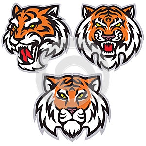 Tiger Head Logo Set Template Vector Mascot Design Package