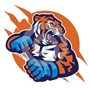 Tiger head of MMA fighter