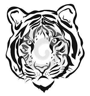 Tiger head silhouette vector illustration. 2022 new year symbol