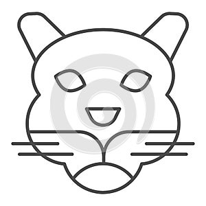 Tiger head thin line icon. Artistic mascot of wild animal face, simple silhouette. Animals vector design concept