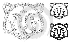 Tiger Head Vector Mesh Network Model and Triangle Mosaic Icon