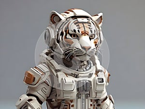 The tiger hyperrealistic futuristic soldier tiger wearing an astronaut helmet, 3D, cartoon space concept