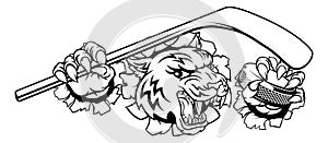 Tiger Ice Hockey Player Animal Sports Mascot