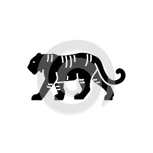 Black solid icon for Tiger, danger and aggressive